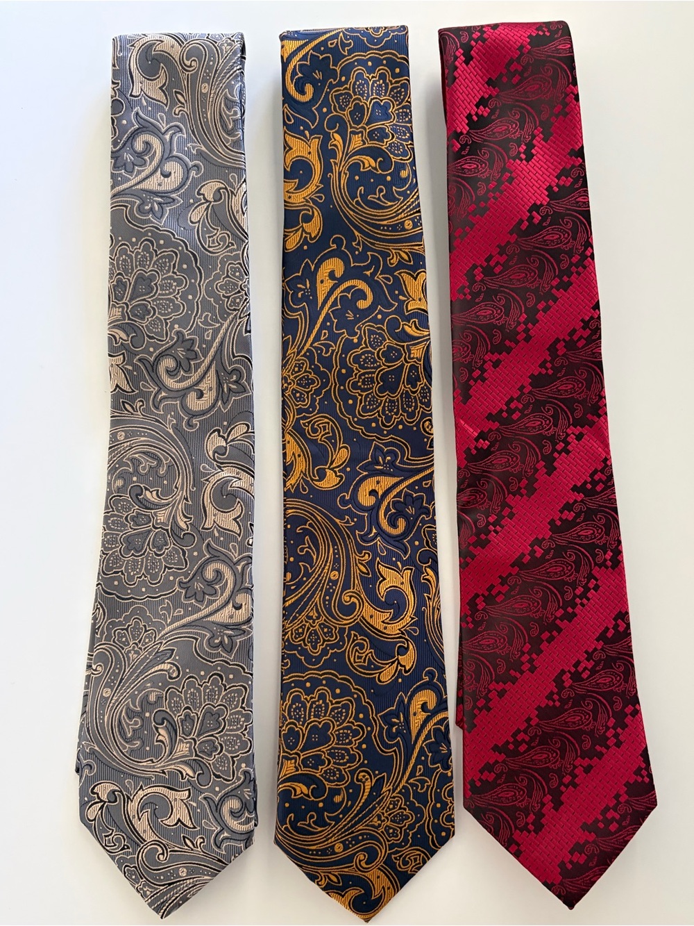 Lot of 3 Men's Ties 100% Silk Paisley